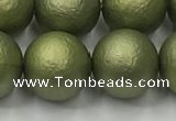 CSB2525 15.5 inches 14mm round matte wrinkled shell pearl beads