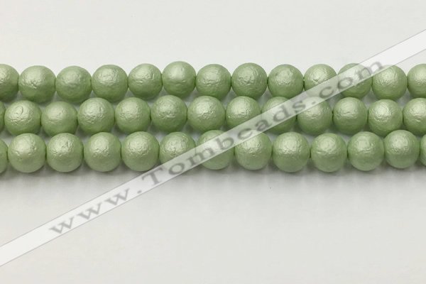 CSB2534 15.5 inches 12mm round matte wrinkled shell pearl beads