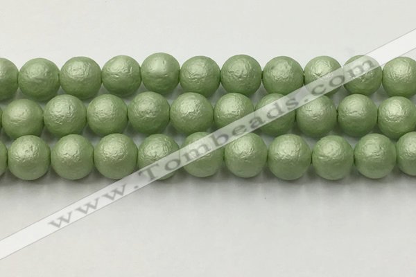 CSB2536 15.5 inches 16mm round matte wrinkled shell pearl beads