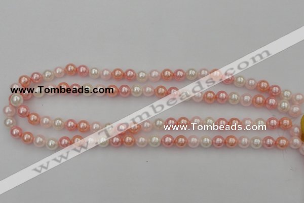 CSB302 15.5 inches 8mm round mixed color shell pearl beads