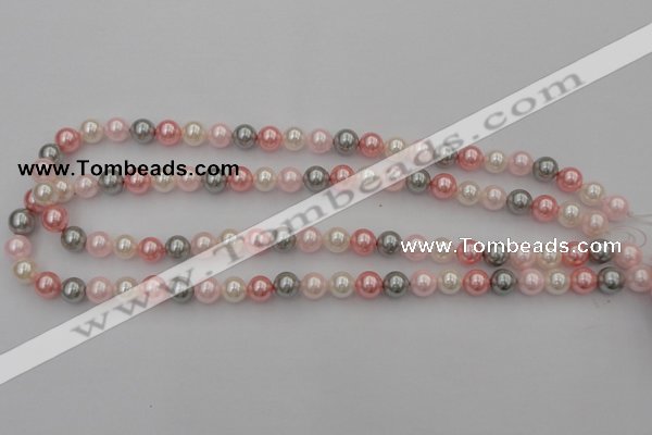 CSB303 15.5 inches 8mm round mixed color shell pearl beads