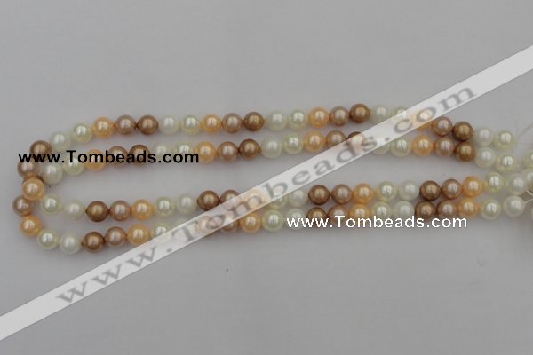 CSB308 15.5 inches 8mm round mixed color shell pearl beads