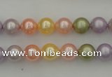 CSB309 15.5 inches 8mm round mixed color shell pearl beads