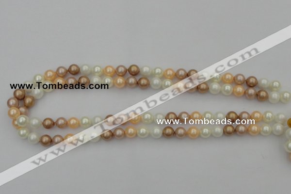 CSB311 15.5 inches 8mm round mixed color shell pearl beads