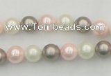 CSB313 15.5 inches 8mm round mixed color shell pearl beads