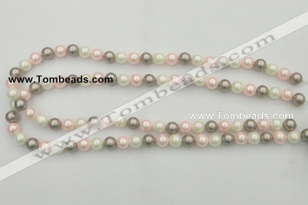 CSB313 15.5 inches 8mm round mixed color shell pearl beads