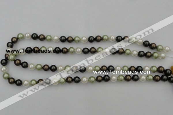 CSB314 15.5 inches 8mm round mixed color shell pearl beads