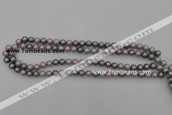 CSB315 15.5 inches 8mm round mixed color shell pearl beads