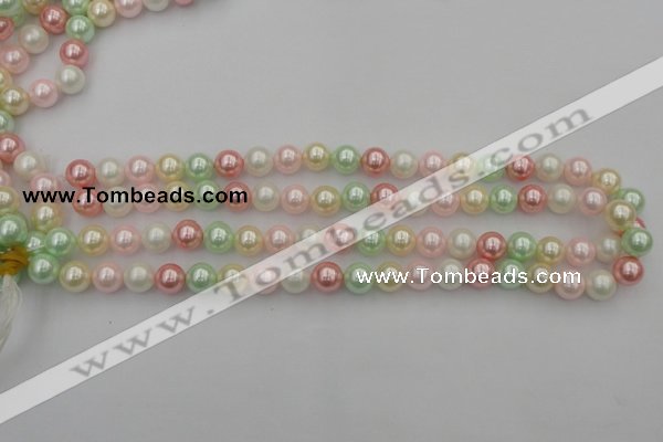 CSB322 15.5 inches 10mm round mixed color shell pearl beads