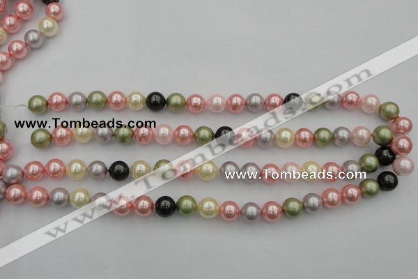 CSB325 15.5 inches 10mm round mixed color shell pearl beads