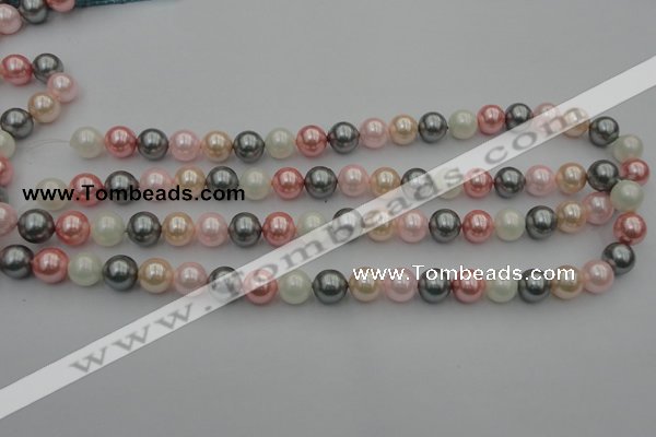 CSB326 15.5 inches 10mm round mixed color shell pearl beads