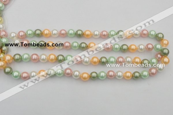 CSB327 15.5 inches 10mm round mixed color shell pearl beads