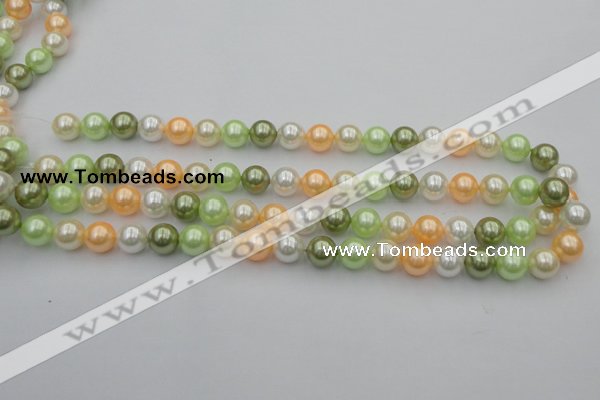 CSB328 15.5 inches 10mm round mixed color shell pearl beads