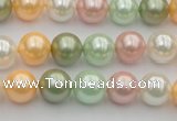 CSB329 15.5 inches 10mm round mixed color shell pearl beads