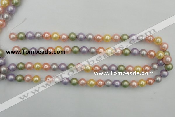 CSB330 15.5 inches 10mm round mixed color shell pearl beads