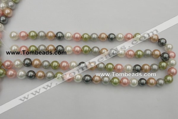 CSB331 15.5 inches 10mm round mixed color shell pearl beads