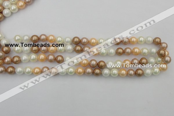 CSB332 15.5 inches 10mm round mixed color shell pearl beads