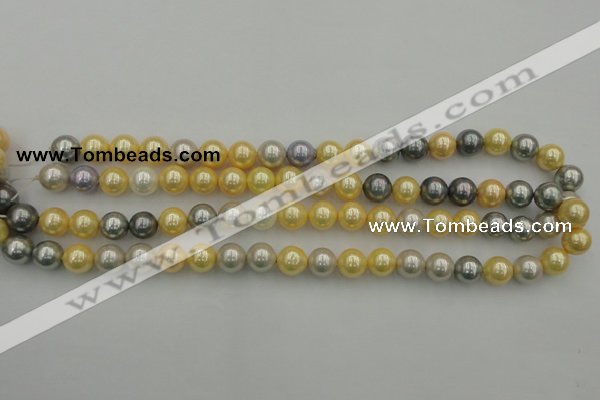 CSB334 15.5 inches 10mm round mixed color shell pearl beads