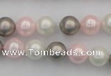 CSB335 15.5 inches 10mm round mixed color shell pearl beads