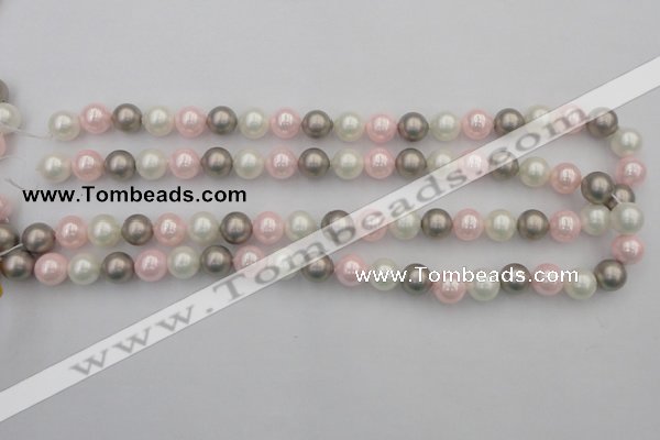 CSB335 15.5 inches 10mm round mixed color shell pearl beads