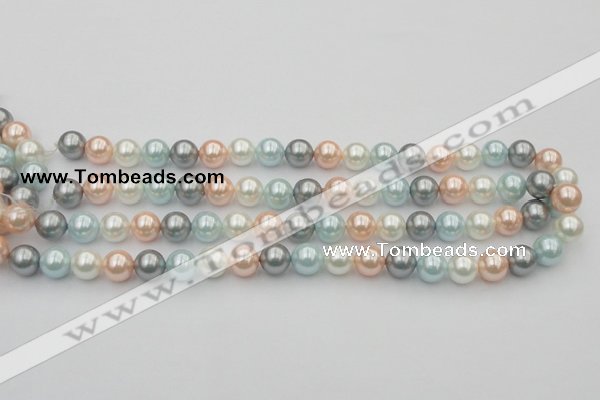 CSB336 15.5 inches 10mm round mixed color shell pearl beads