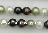 CSB337 15.5 inches 10mm round mixed color shell pearl beads