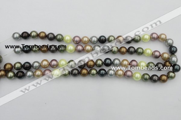 CSB339 15.5 inches 10mm round mixed color shell pearl beads