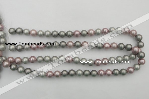 CSB341 15.5 inches 10mm round mixed color shell pearl beads