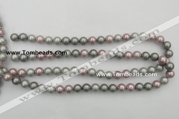 CSB341 15.5 inches 10mm round mixed color shell pearl beads