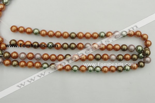 CSB343 15.5 inches 10mm round mixed color shell pearl beads