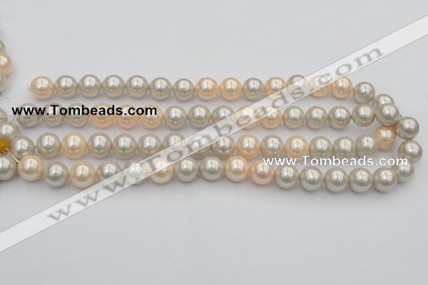 CSB351 15.5 inches 12mm round mixed color shell pearl beads