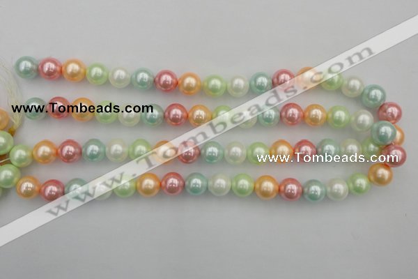 CSB353 15.5 inches 12mm round mixed color shell pearl beads