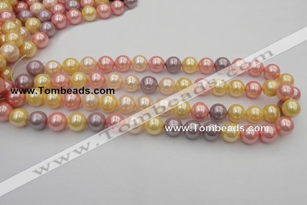 CSB354 15.5 inches 12mm round mixed color shell pearl beads