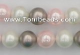 CSB356 15.5 inches 12mm round mixed color shell pearl beads