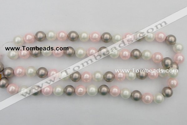 CSB356 15.5 inches 12mm round mixed color shell pearl beads