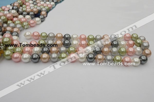 CSB357 15.5 inches 12mm round mixed color shell pearl beads