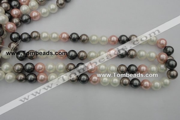 CSB358 15.5 inches 12mm round mixed color shell pearl beads