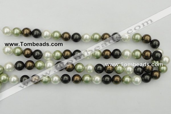 CSB362 15.5 inches 12mm round mixed color shell pearl beads