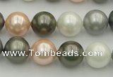 CSB363 15.5 inches 12mm round mixed color shell pearl beads