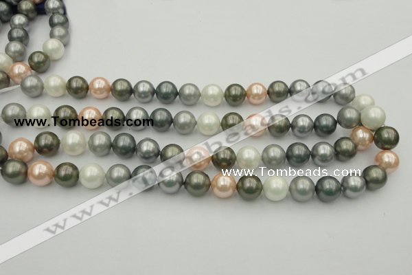 CSB363 15.5 inches 12mm round mixed color shell pearl beads