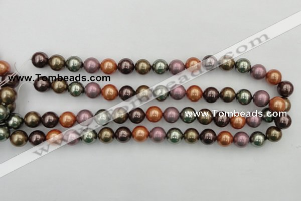 CSB368 15.5 inches 12mm round mixed color shell pearl beads