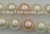 CSB370 15.5 inches 14mm round mixed color shell pearl beads