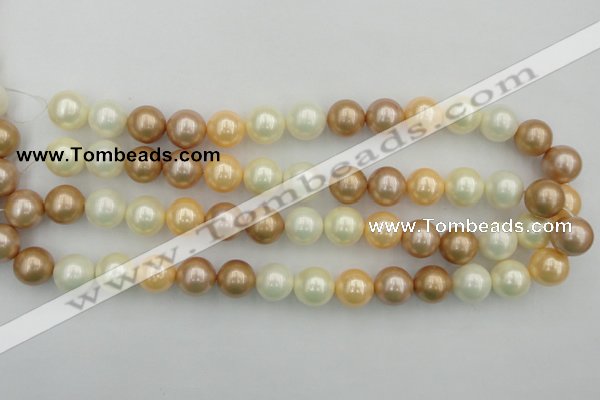 CSB371 15.5 inches 14mm round mixed color shell pearl beads