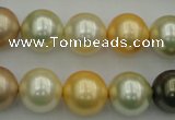 CSB374 15.5 inches 14mm round mixed color shell pearl beads