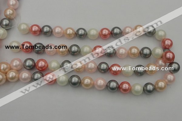 CSB376 15.5 inches 14mm round mixed color shell pearl beads