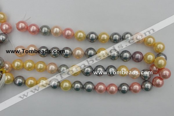 CSB377 15.5 inches 14mm round mixed color shell pearl beads