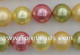 CSB378 15.5 inches 14mm round mixed color shell pearl beads