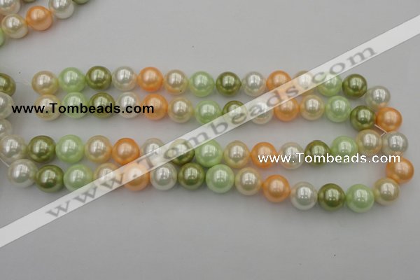 CSB379 15.5 inches 14mm round mixed color shell pearl beads