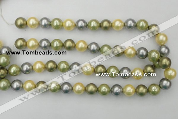 CSB380 15.5 inches 14mm round mixed color shell pearl beads