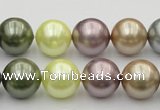 CSB381 15.5 inches 14mm round mixed color shell pearl beads